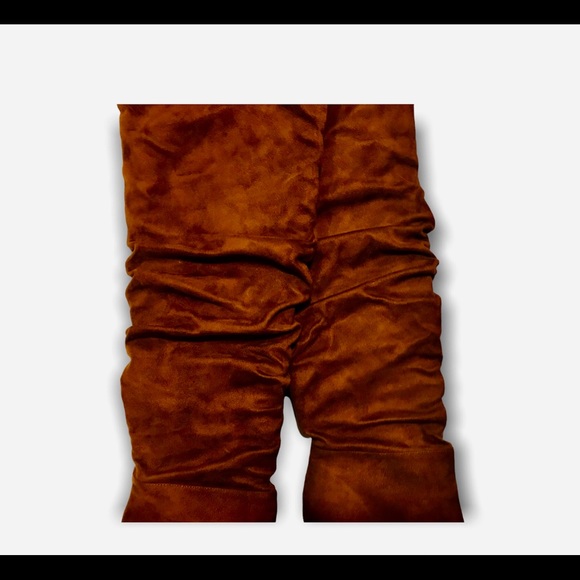 Pointed Toe Over The Knee High Heel Boots Chocolate - Picture 4 of 12